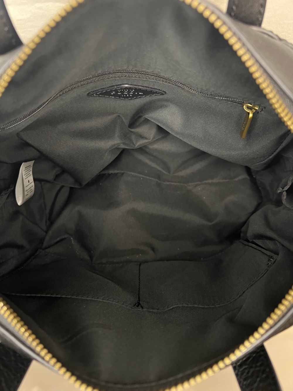 Fossil Black Leather Zip-Top Tote - Picture 3 of 10
